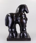 After Fernando Botero (1932-2023), Caballo con Bridas, dark patinated bronze, H.: 57 cm.