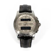 Breitling Airwolf, ref. A78363, with a white dial and a black leather strap. Multifunction chronogra
