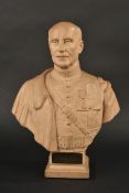 Buste en terre cuite du Marechal Petain. Ce buste en terre cuite est signe Francois Cogne sur le