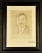 Grand fusain representant le portrait de Pierre LAVAL, signe George CHERU RIEU 1934. Le portrait