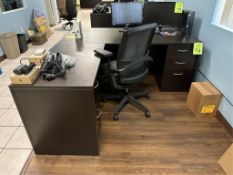 L-SHAPED WOOD DESK WITH CHAIR