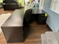 L-SHAPED WOOD DESK WITH CHAIR