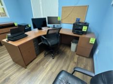 L-SHAPED WOOD DESK WITH CHAIR