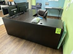 L-SHAPED WOOD DESK WITH CHAIR