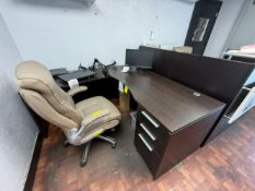 L-SHAPE DESK WITH OFFICE ROLLING CHAIR