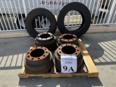 LOT, CONSISTING OF 4 TRUCK BRAKE DRUMS & 2 TIRES