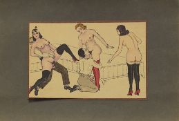 Eduard Giacomozzi. 1871 Wien. War dort auch tätig. 17 Zeichnungen/Aquarelle mit erotischen Szenen.