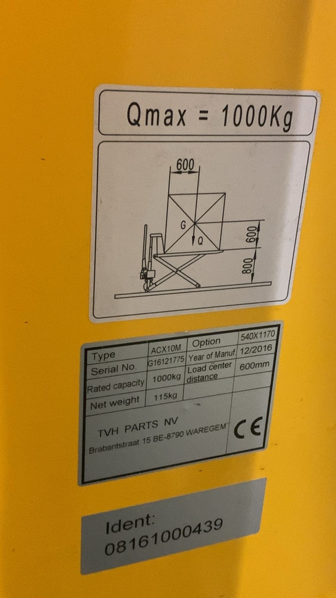 Total Lifter High Reach Pallet Truck Model ACX10M SWL 1000KG - Image 2 of 5