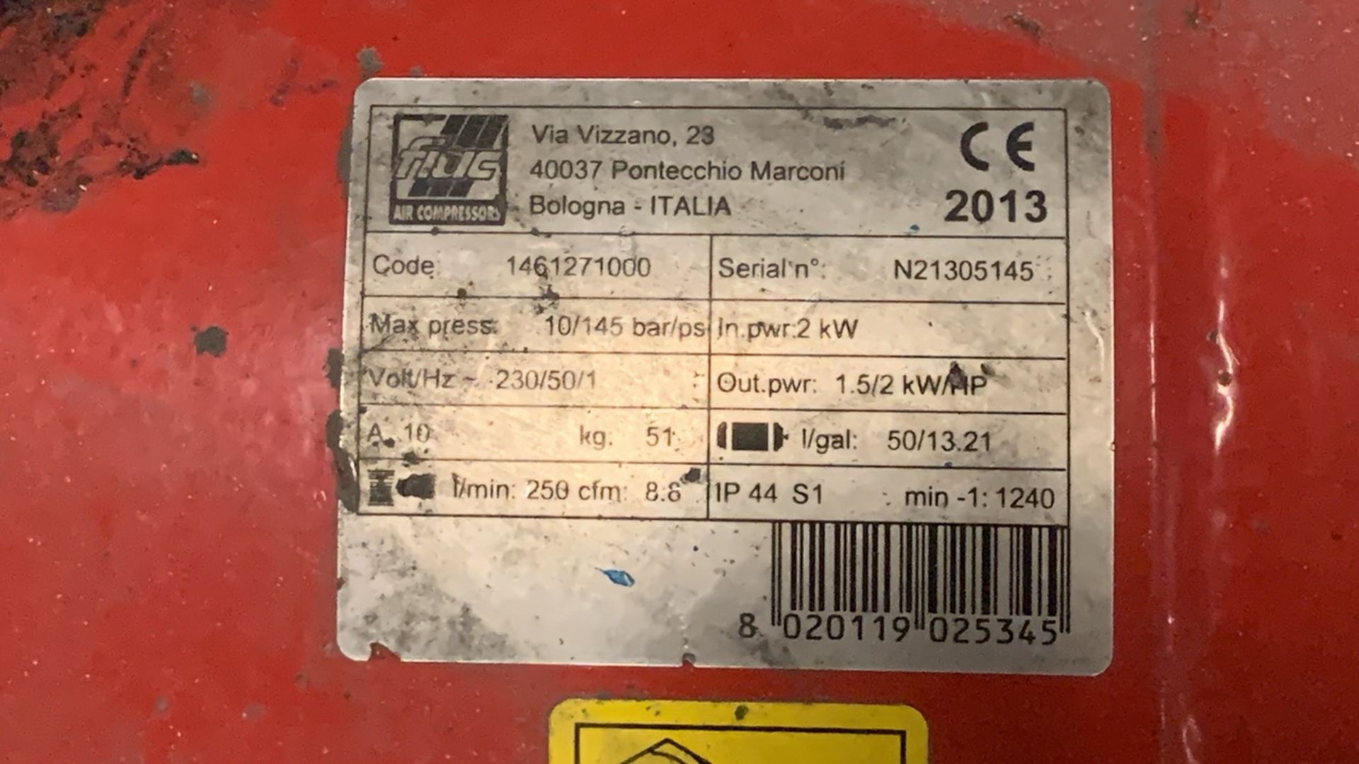 Tyco Air Compressor Model 1461271000 - Image 3 of 5