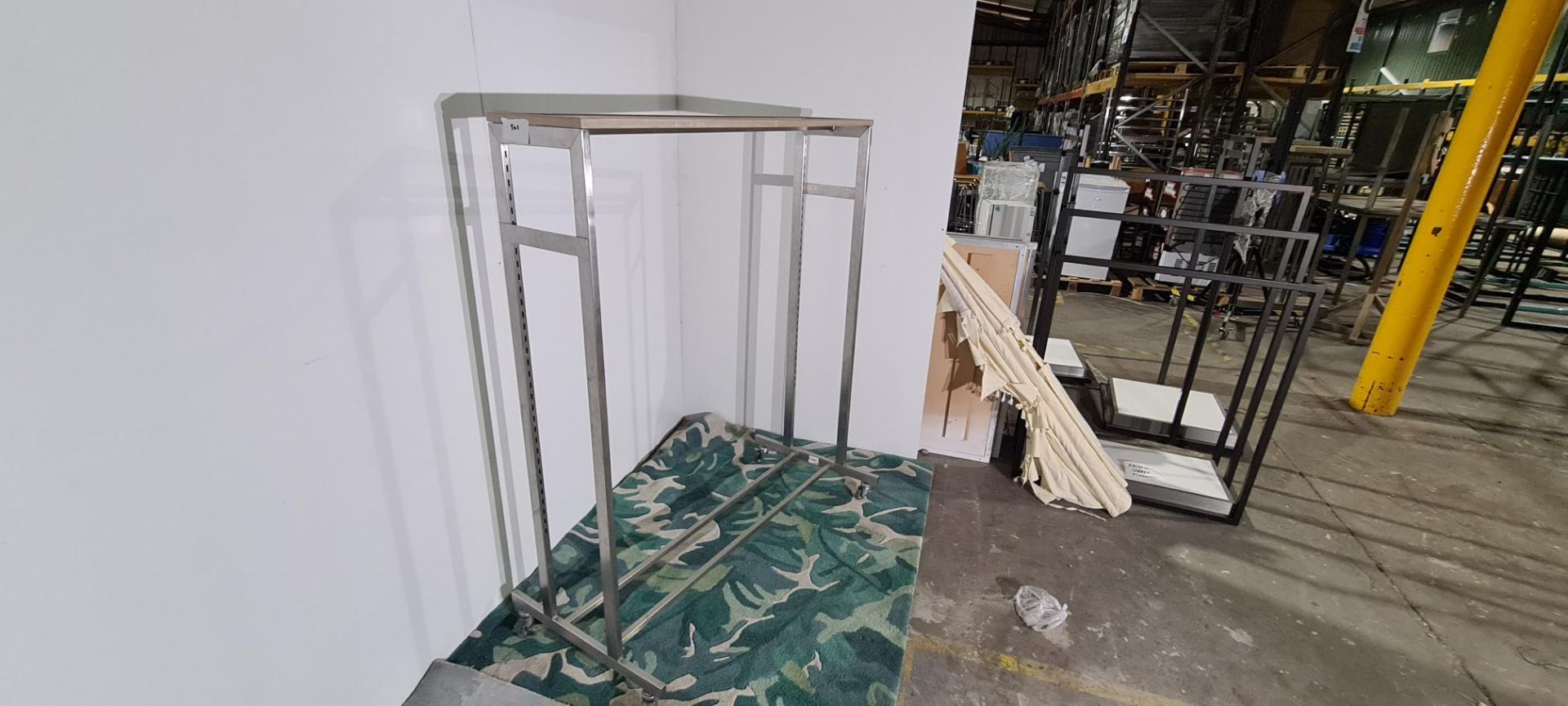 Single Rail On Casters, Metal Frame With Wooden Top x3 - Image 3 of 3