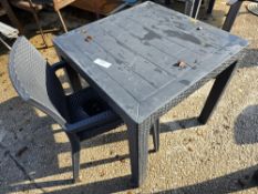 NO RESERVE 1 x Rattan Style Outdoor Table With 1x Chair