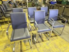 NO RESERVE Grey Faux Leather and Chrome Dining Chairs x6