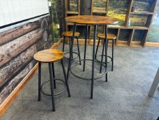 Dark wood Poseur Table and 3 Stools