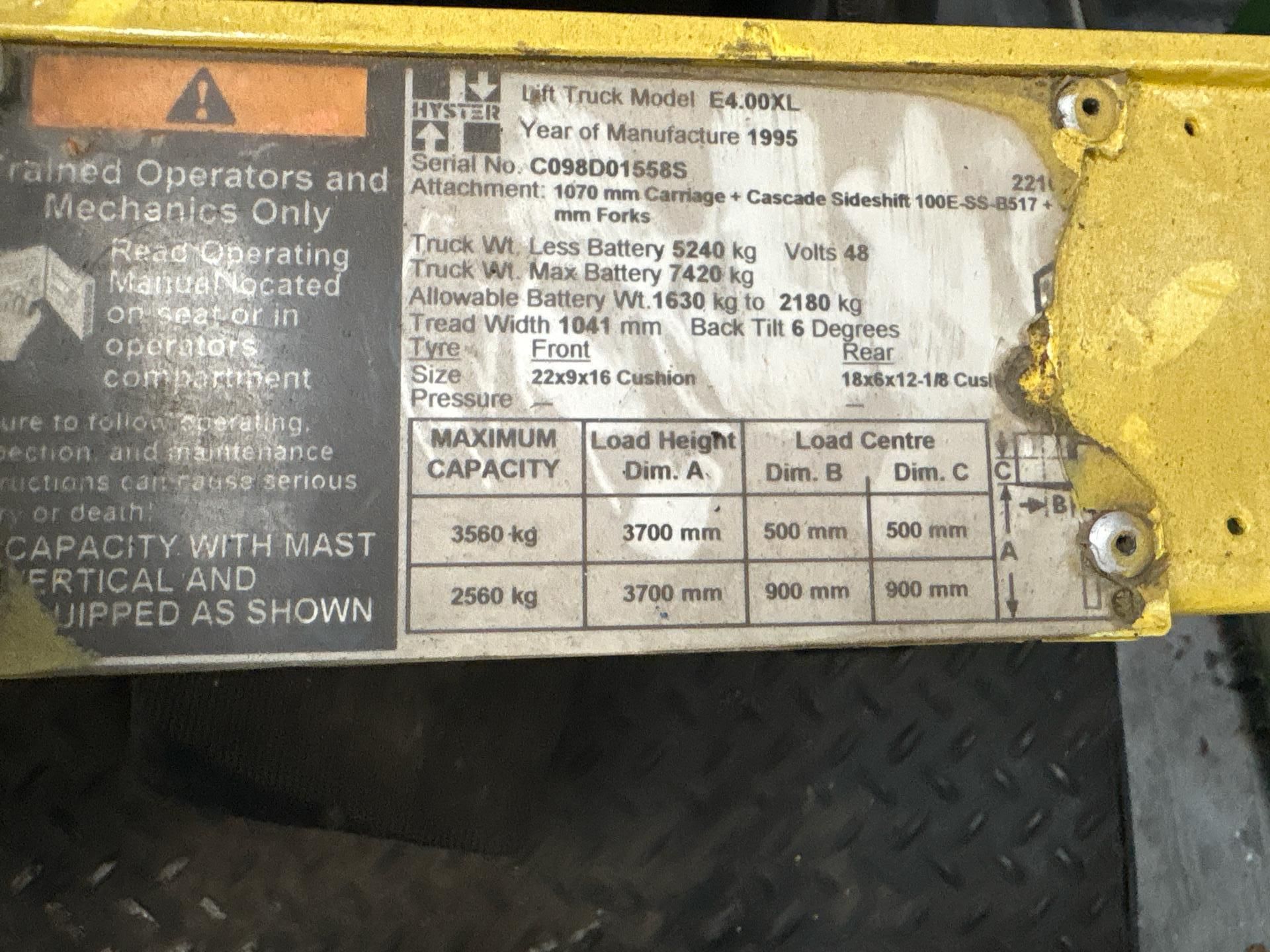 Hyster E4.00XL Forklift - Image 12 of 17