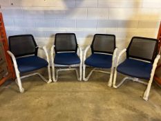 Blue Cantilever Faux Leather Mesh Back Chairs X4 - No Reserve