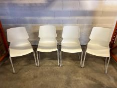 White Plastic Shell Chairs With Metal Legs X4 - No Reserve