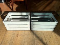 Pair Of White and Grey Wooden Crates