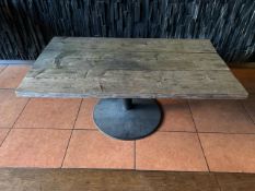 Wooden Top Table With Black Metal Base