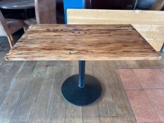 Brown Wooden Table With Black Metal Base