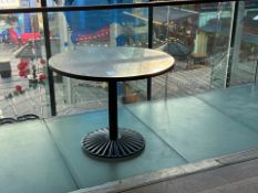 Small Round Modern Rustic Pedestal Table with Steel Base