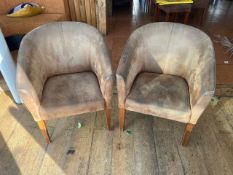 Faux Nubuck Tub Chair With Wooden Legs x2