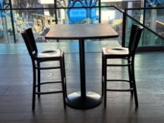 Modern Rustic Grey Effect Double High Table with 2 Bar Stools
