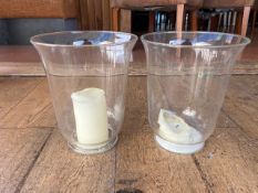 Glass Vase With Candle x2