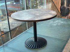 Small Round Modern Rustic Pedestal Table with Steel Base