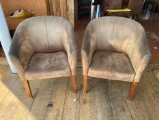Faux Nubuck Tub Chair With Wooden Legs x2