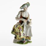 Figur "Holländisches Bauernmädchen mit einer Taube" - Deutschland 19./20. Jh. Entw. Peter Reinicke 1