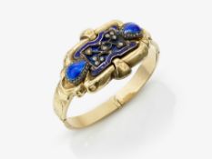 Armreif blaues Email mit Diamantrosen - wohl Frankreich 19. Jh