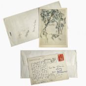 Erich Maria Remarque (Erich Paul Remark) - Eh. Postkarte mit Unterschrift an Vera Kálmán