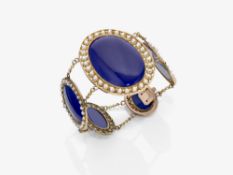 Armband mit blauem Email und kleinen Naturperlen - Deutschland, um 1810-1820