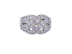 Ring mit 42 Tansanite, Sterlingsilber 925/- , Ringgröße 59/60, Gewicht 10,7 Gramm