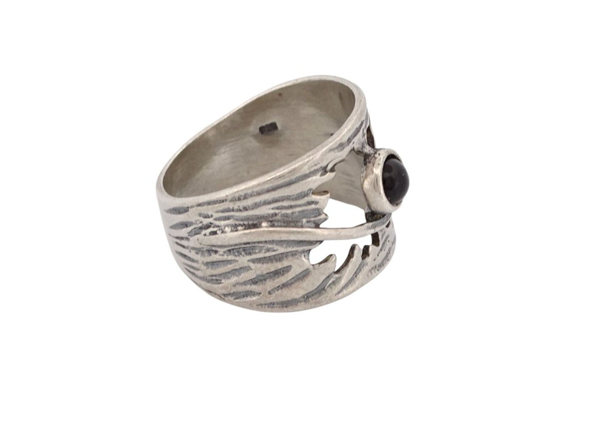 Silberring Bali schwarz Flächen Kreis Muster Ringe Ring 925er Ste