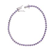 sog. Tennis Armband mit Farbsteinen, Sterlingsilber 925/- , Länge 19 cm, Breite 3,5mm, Gewicht 7,8