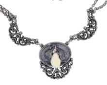 Trachtenschmuck, Silbercollier mit Grandel und Eichenlaub, Silber 835/-, Länge 44,0 cm, Gewicht 24,