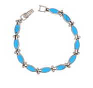 Armband mit türkisfarbenen Steinen, Sterlingsilber 925/-, Länge 20,0cm, Breite 7,3 mm, Gewicht 20,4