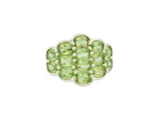 Ring mit 14 oval facettierten Peridots, Sterlingsilber 925/- , Ringgröße 56, Gewicht 8,6 Gramm , g