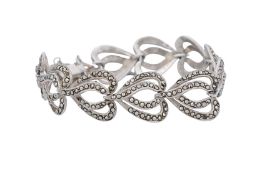 Markasiten Armband aus Sterlingsilber 925/-, Steckverschluss gesichert mit Sicherheitskettchen, ca.