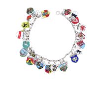 Wappen Armband, Silber 800/- 835/-, 24 Wappen, Länge 19,0 cm, Gewicht 27,5 Gramm