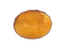 Große runde Bernstein Brosche in Silberfassung 800/-, Gewicht 15,0 Gramm, Rückseitig Feingehalt pun