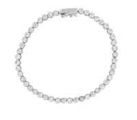 sog. Tennis Armband mit Zirkonia, Sterlingsilber 925/- , Länge 18,5 cm, Breite 3,7mm, Gewicht 8,6 G