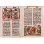 Moses hit the rock, Manna from heaven - Kölner bible, 1479