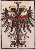 Incunabula woodcut - Imperial eagle showing Kölner Bauer - 1499