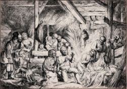 Drawing by Johann Michael Frey - Adoration of the Shepherds - After C.W.E. Dietrich -dated 1775