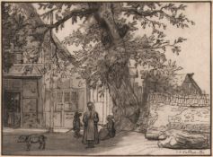 Cornelis Ploos van Amstel (1726-1798) - Village scene, Rembrandt pupil