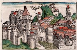 Nuremberg Chronicle - View of Milan / Old colored - 1493