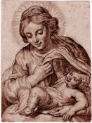 Drawing of virgin with child - Peter Paul Rubens Follower