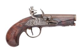 A SMALL FRENCH 50 BORE FLINTLOCK TRAVELLING PISTOL BY LEMPEREUR A PARIS, MID-18TH CENTURY